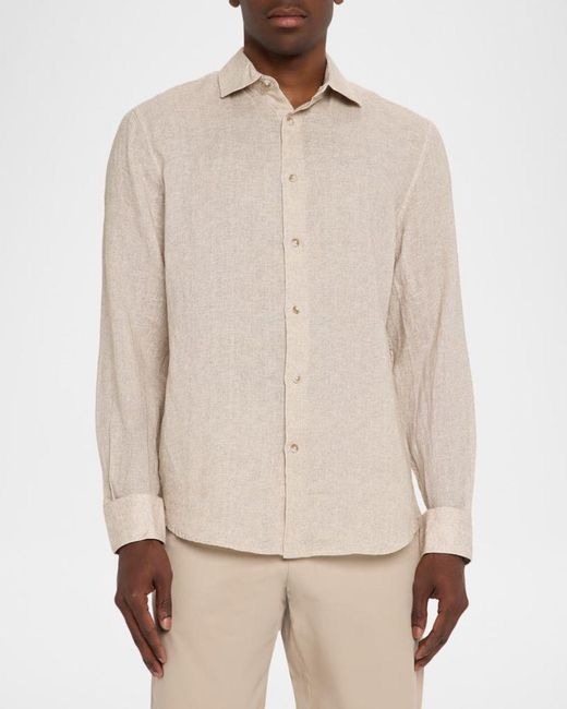 Bugatchi Natural Apos;S Axel Linen Button-Down Shirt for men