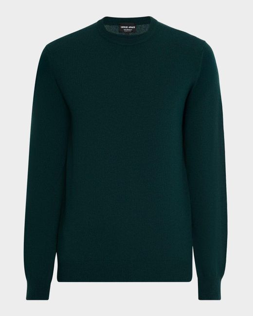 Giorgio Armani Green Cashmere Crewneck Sweater for men
