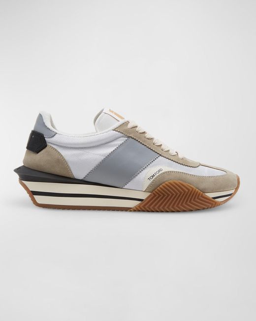 Tom Ford White James Textile And Leather Low-Top Sneakers for men