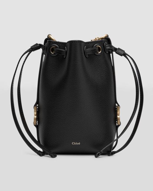 Chloé Black Marcie Micro Bucket Bag In Leather With Chain Strap