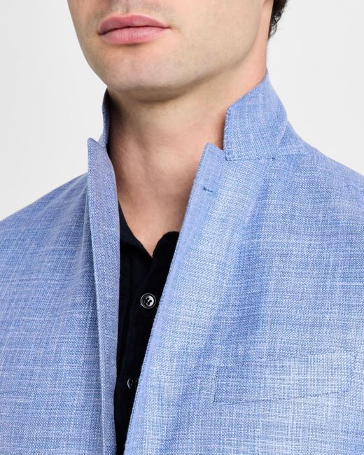 Canali Blue Apos;S Wool-Blend Hopsack Blazer for men