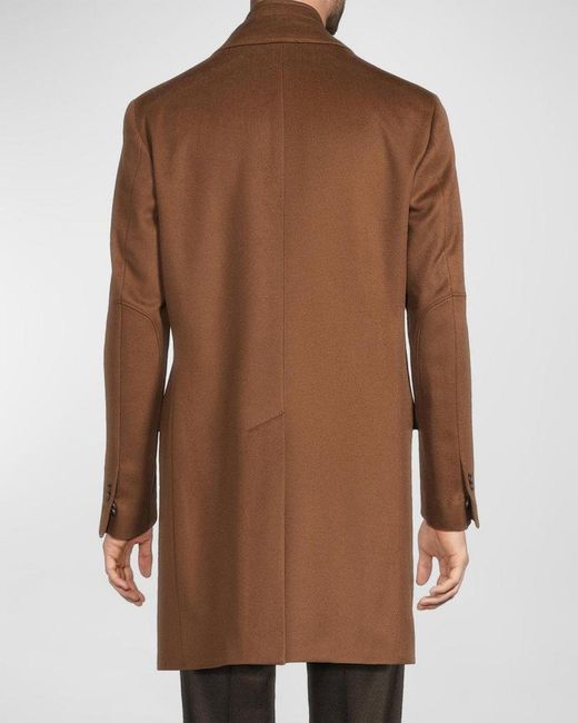 Corneliani Brown Apos;S Virgin Wool Single-Breasted Top Coat With Zip Insert for men