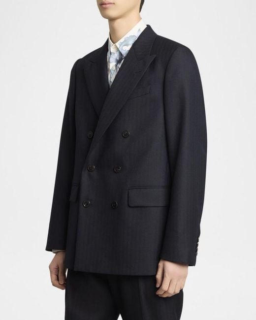 Dries Van Noten Blue Apos;S Buforden Double-Breasted Wool Jacket for men