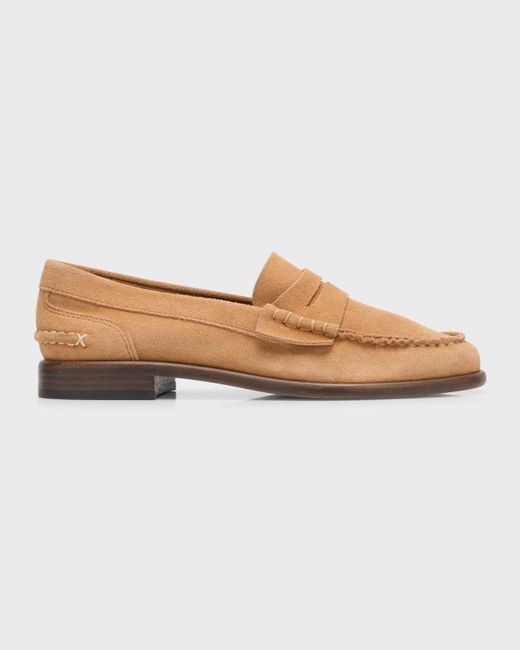 Rag & Bone White Carter Suede Penny Loafers