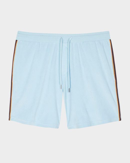Paul Smith Blue Toweling Side-Stripe Shorts for men