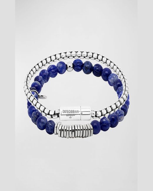 Tateossian Blue Sodalite Bead Bracelet for men