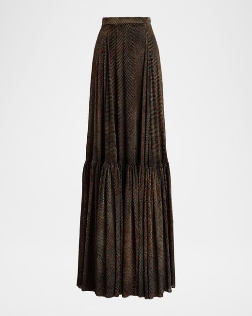Ralph Lauren Multicolor Carlita Burnished Paisley Velvet Twill Maxi Skirt