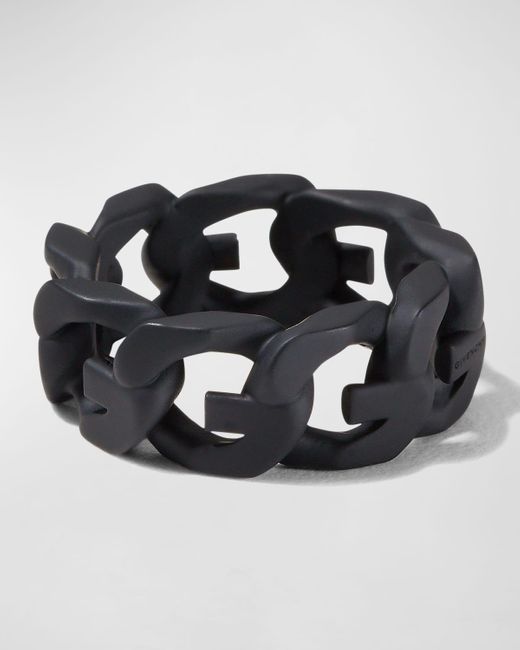 Givenchy Black G-Chain Enamel Ring for men