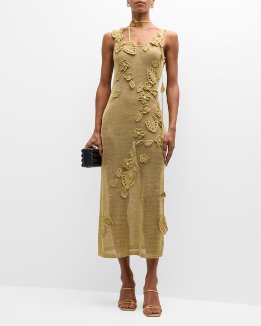 Cult Gaia Pemma Crochet-knit Midi Dress Coverup in Metallic | Lyst
