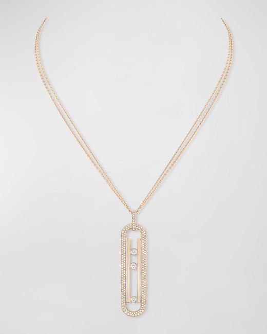 Messika White Move 18k Rose Gold 3-diamond Pendant Necklace