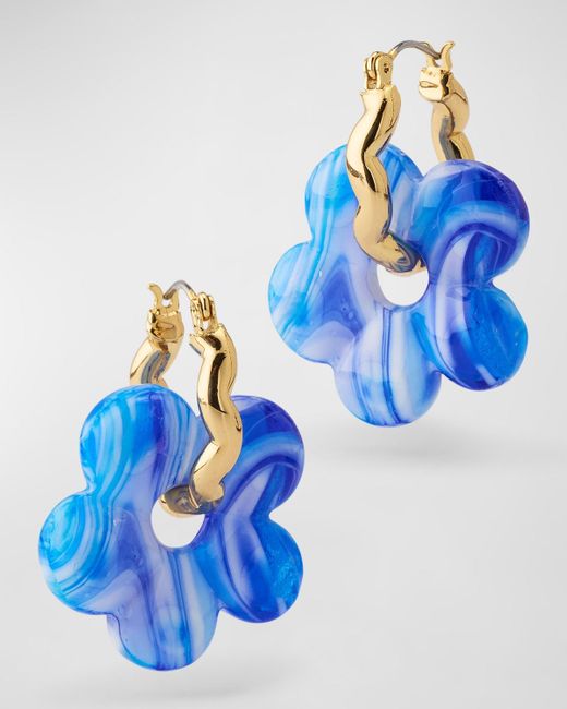 Mignonne Gavigan Blue Aya Flower Hoop Earrings