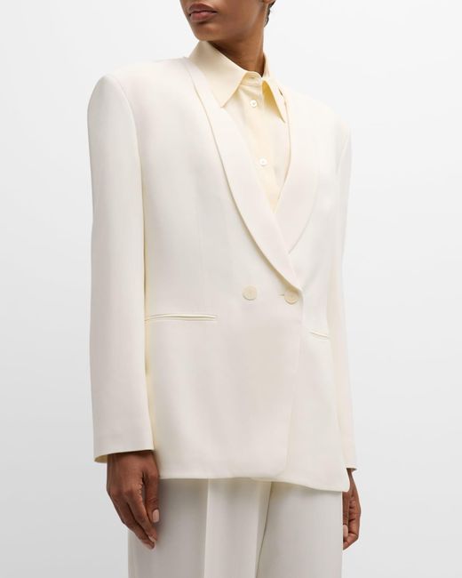 The Row White Alda Double-Breasted Blazer Jacket