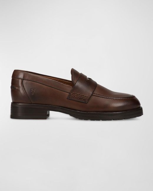 Frye Brown Melissa Leather Lug-sole Penny Loafers