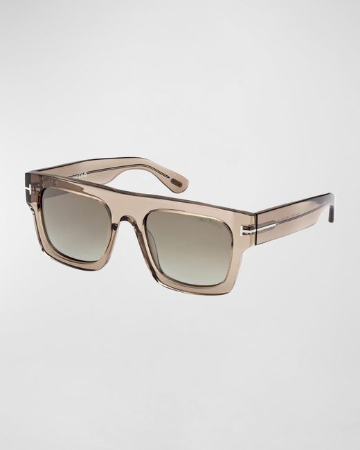 Tom Ford Metallic Fausto M T-logo Square Flat-top Sunglasses for men
