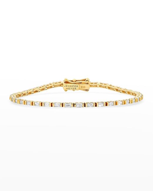 Jennifer Meyer White Yellow Gold Baguette Diamond Tennis Bracelet
