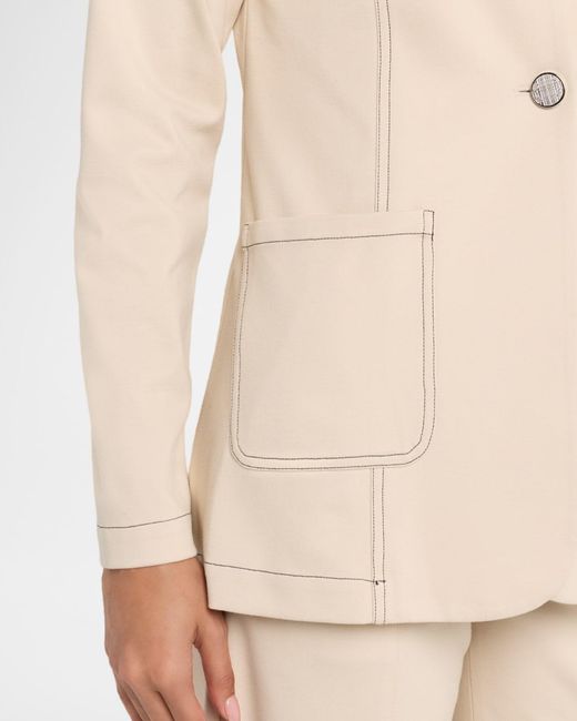 Misook Natural Single-Button Ponte Blazer