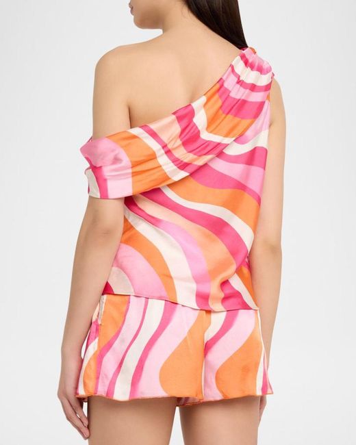 Ramy Brook Pink Sol One-Shoulder Top
