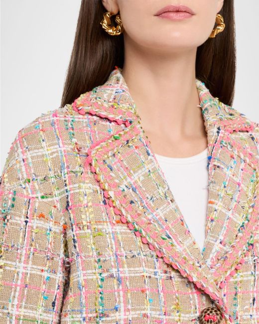 Maison Common Pink Check Tweed Single-Breasted Jacket
