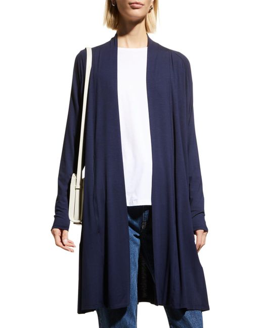 Eileen Fisher Blue Long Open-Front Jersey Jacket