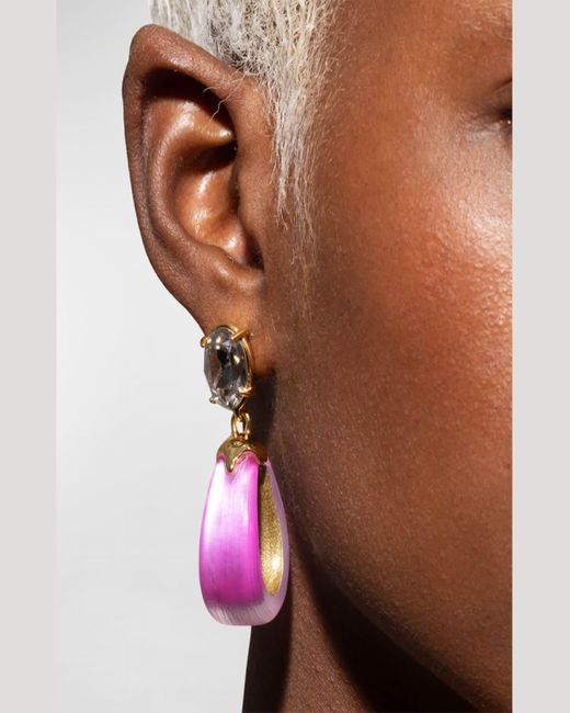 Alexis Pink Bonbon Crystal Lucite Small Teardrop Hoop Earrings