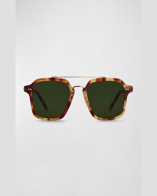 Krewe Green Colton Acetate Aviator Sunglasses