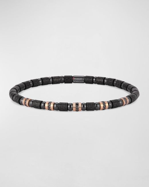 ’ROBERTO DEMEGLIO Multicolor Black Carbon Bracelet With 5 Rose Gold Sections for men