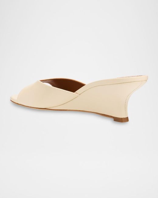 Staud White Brigitte Leather Wedge Mules