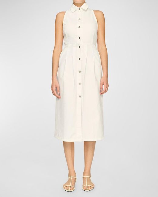 DL1961 White Daphne Sleeveless Denim Midi Dress
