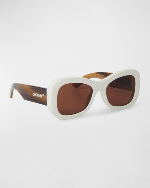 Off-White c/o Virgil Abloh Brown Pablo Logo Round Acetate Sunglasses