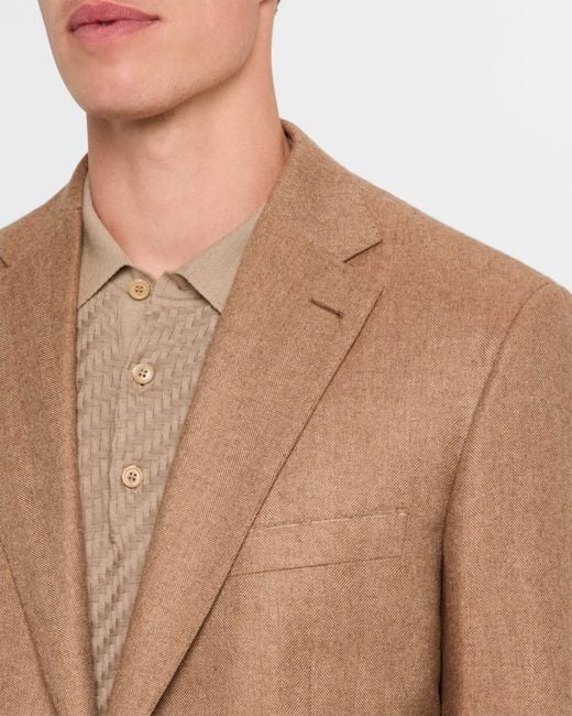 Brioni Natural Apos;S Herringbone Blazer for men