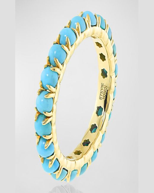 Stevie Wren Blue 18k Yellow Gold Turquoise Gem Eternity Ring