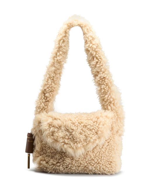 Saint Laurent Furry Shearling Shoulder Bag in Metallic | Lyst