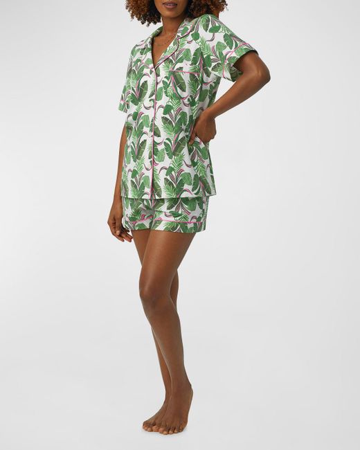 Bedhead Green Printed Organic Cotton Jersey Shorty Pajama Set