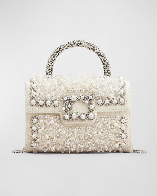 Roger Vivier Natural Pearly Jewel Embellished Top-Handle Bag
