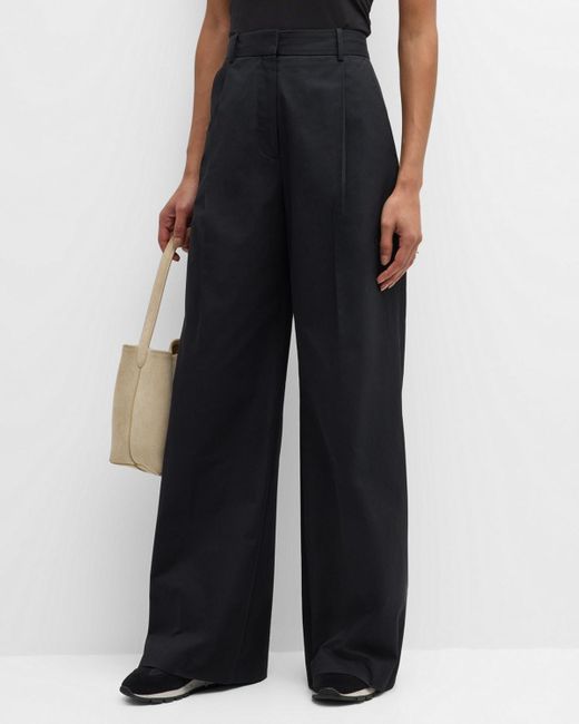 Argent Black Pleated High-rise Wide-leg Trousers