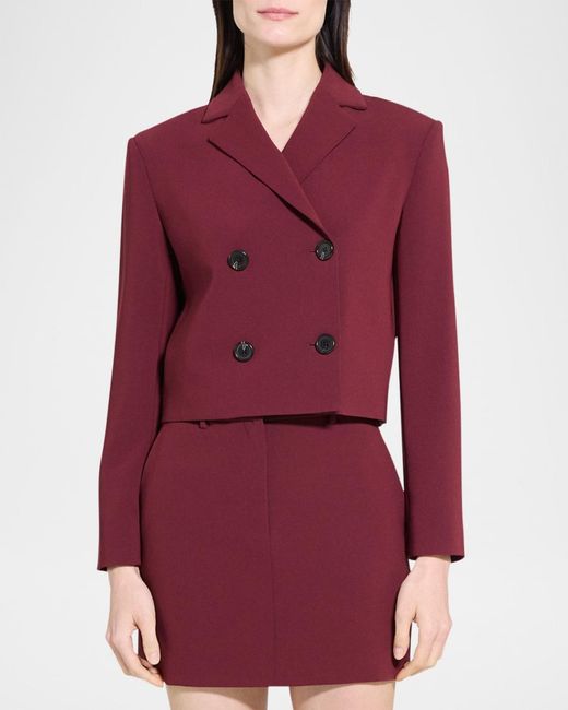Theory Red Crop Double-Breasted Jacket