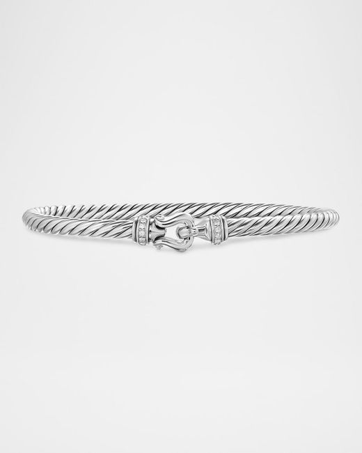 David Yurman White Cable Flex Buckle Bracelet With Pave Diamonds