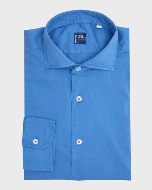 Fedeli Blue Sean Casual Button-Down Shirt for men