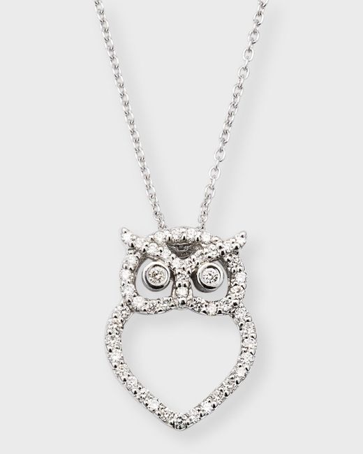 Roberto Coin 18k White Gold Diamond Owl Necklace