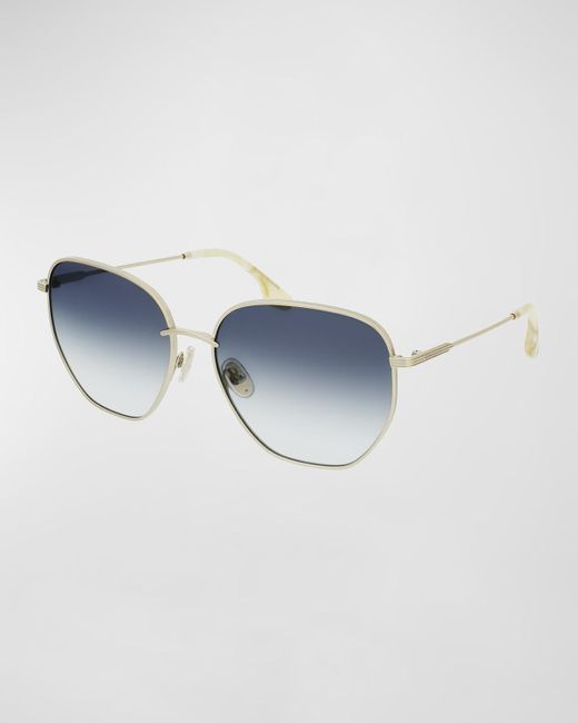 Victoria Beckham Blue Geometric Square Metal Sunglasses
