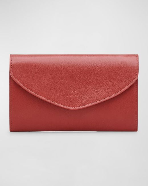 Il Bisonte Red Bigallo Envelope Flap Leather Clutch Bag