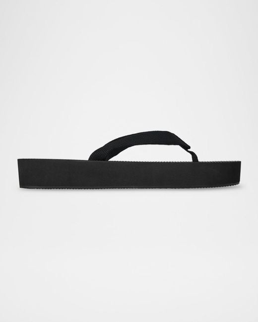 The Row Black Dune Cotton Flatform Thong Sandals