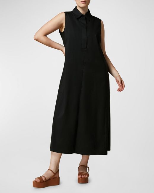 Marina Rinaldi Black Plus Size Dire Cotton Poplin Midi Shirtdress