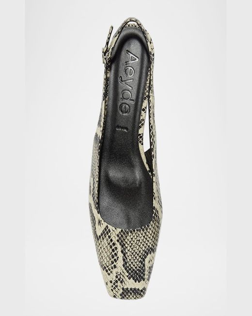 Aeyde Multicolor Geraldine Snake-Embossed Slingback Flats
