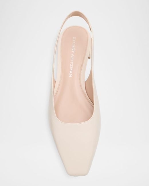 Stuart Weitzman White Stassi Leather Slingback Flats