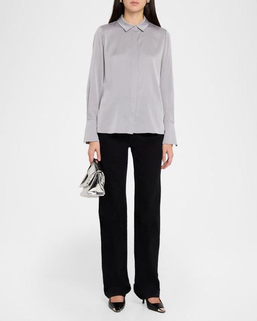 Kobi Halperin Gray Larissa Split-Cuff Button-Down Blouse