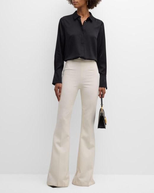 Kobi Halperin Black Larissa Split-Cuff Button-Down Blouse
