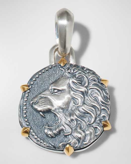 David Yurman Blue Zodiac Pendant In Silver With 18k Gold, 33mm for men