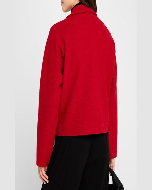 Eileen Fisher Zip Front Boiled Wool Jacket in Red Lyst