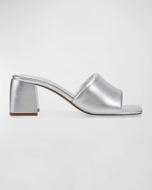 Marc Fisher Metallic Nombra Padded Leather Mule Sandals